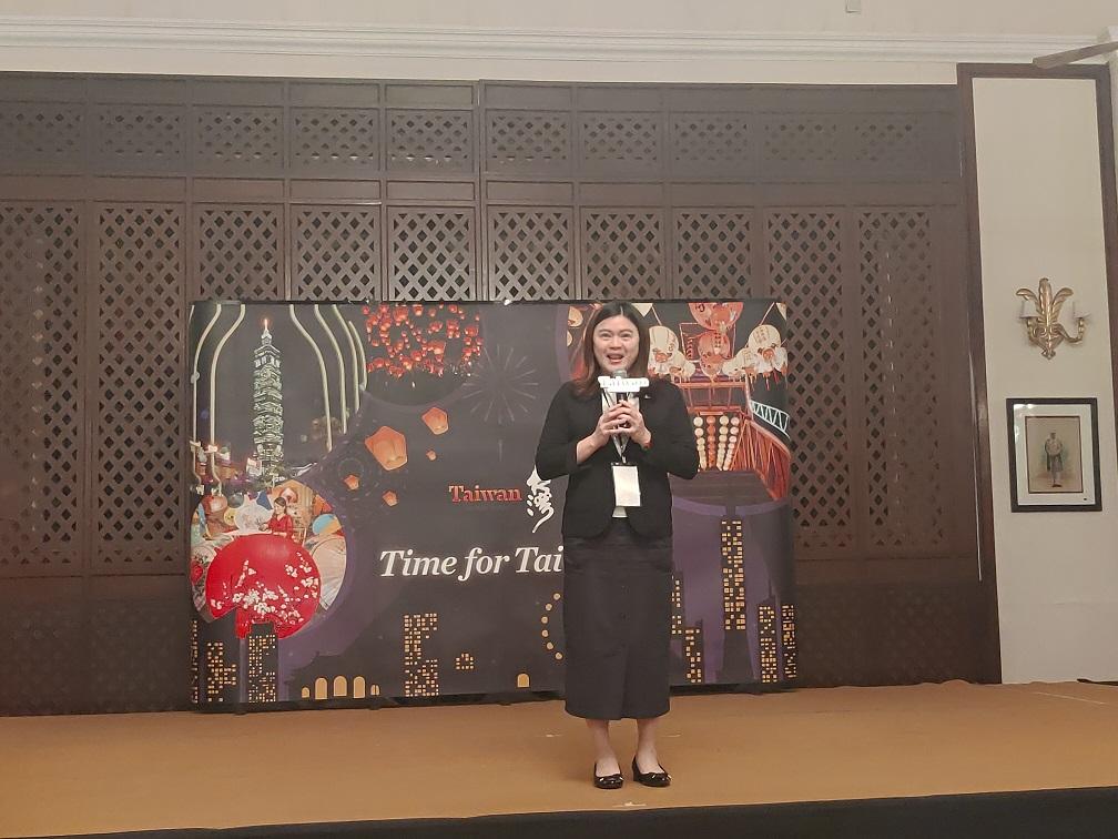 Chen Pei-tsen, Section Chief, Division of International Affairs under the Taiwan Tourism Bureau giving her welcome remarks.