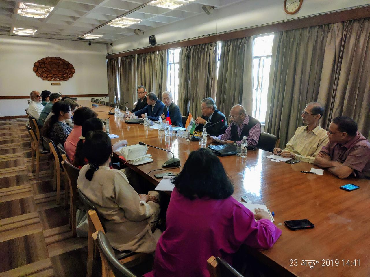 TECC Representative Amb. Tien, at the invitation of the Indian Association of Foreign Affairs Correspondents, speaks of recent developments in Taiwan-India relationship at the India International Center on Oct. 23, 2019.