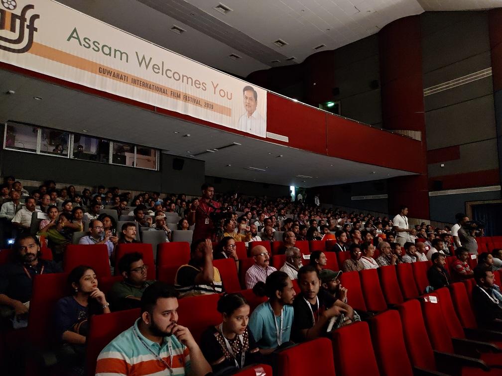 Audience are seated before the screening of Taiwanese movie “Han Dan” at Srimanta Snakardeva Kalakshetra on Nov. 2, 2019.