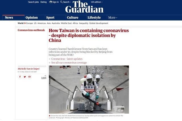 The Guardian spotlights Taiwan’s disease prevention efforts despite diplomatic isolation by China