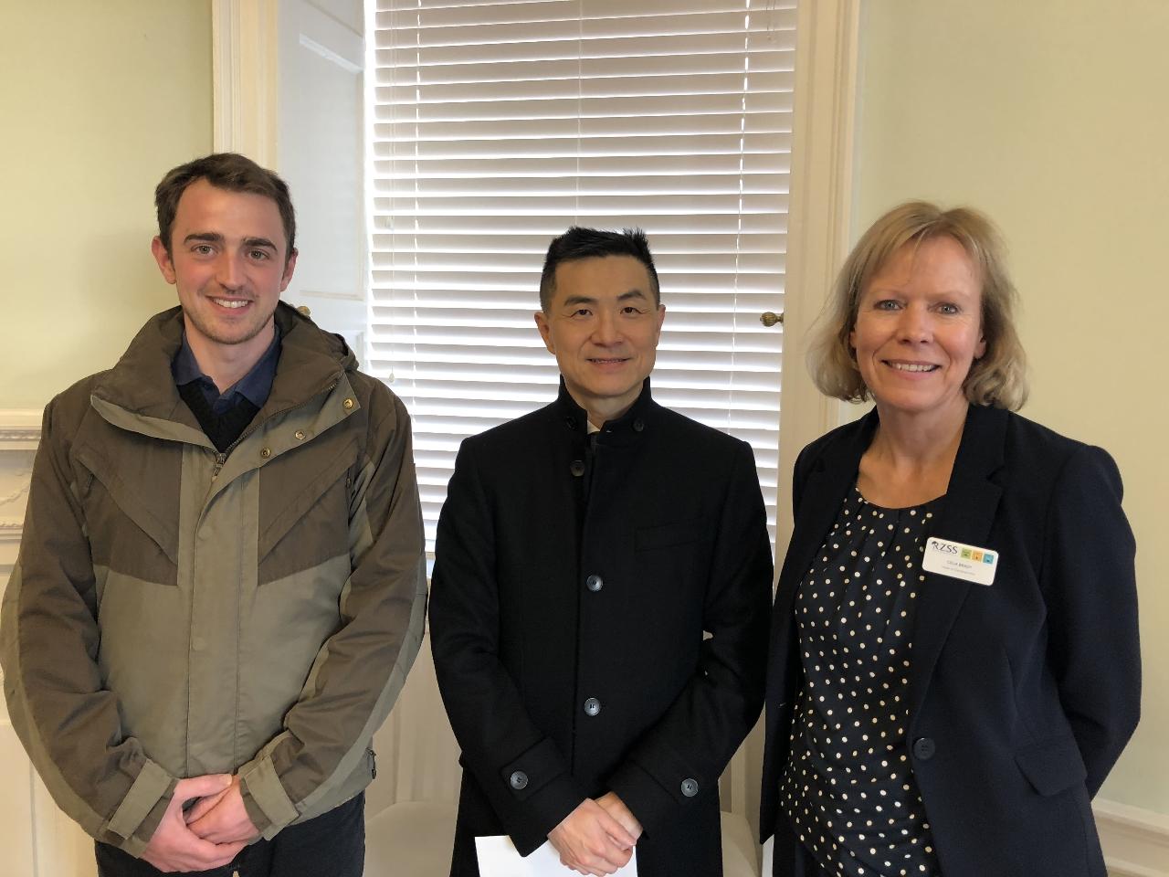 On behalf of the Taiwanese government, Director General Jason C.C. Lien meets Celia Brady, Head of Fundraising and Ben Harrower, Conservation Programme Manager to discuss about the Giant Armadillo Conservation Program under the Royal Zoological Society of Scotland (30th October 2018 at the RZSS).