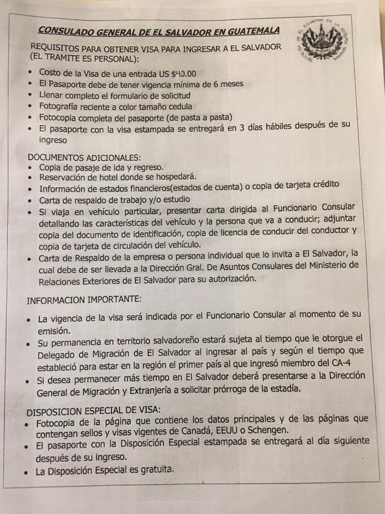 持我國護照及瓜地馬拉居留證欲自陸路入境薩爾瓦多簽證申請表及資訊- 駐瓜地馬拉共和國大使館Embajada de la República de