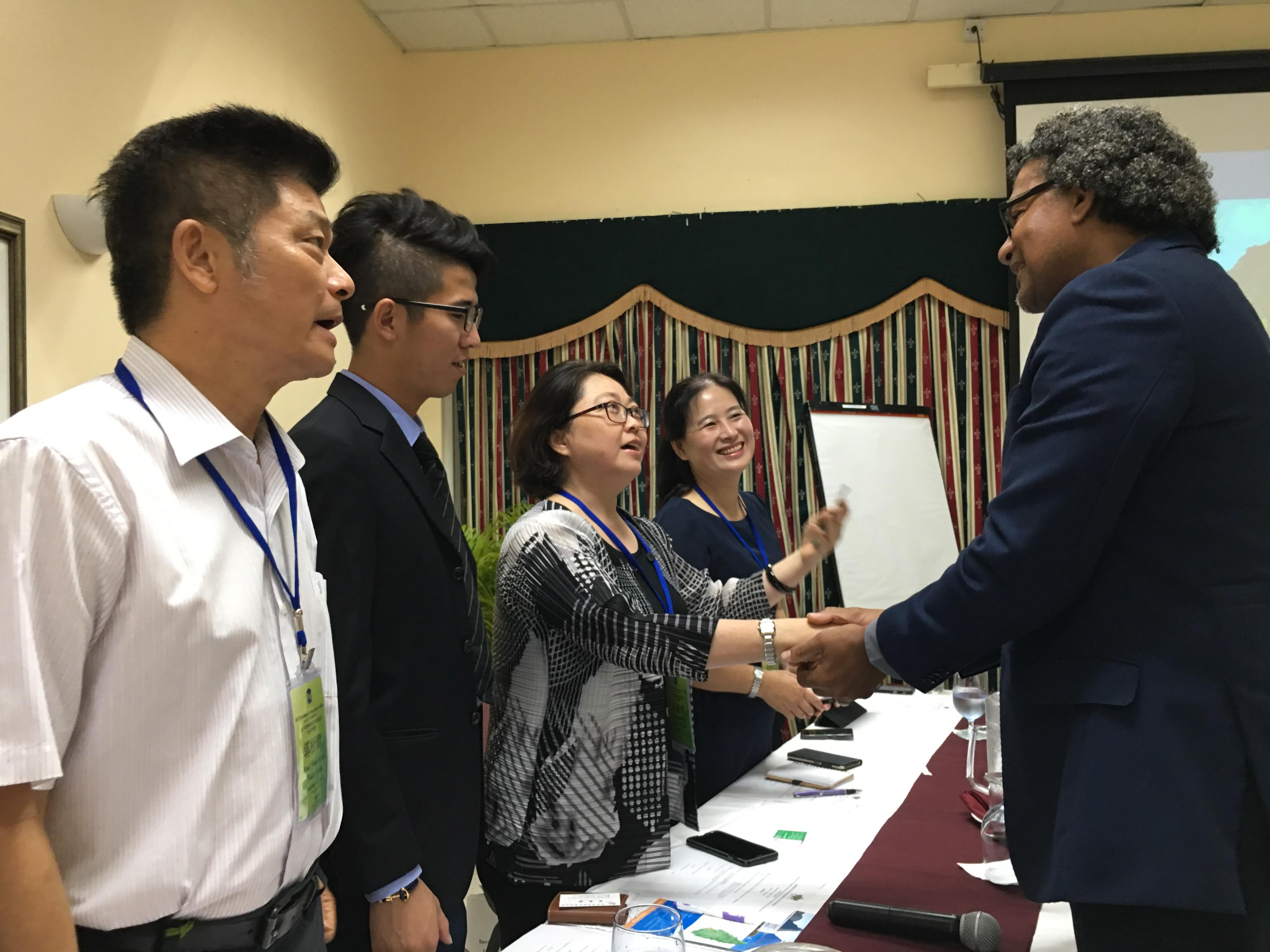 Hon. Minister Bradley Felix greet with the Taiwan delegation