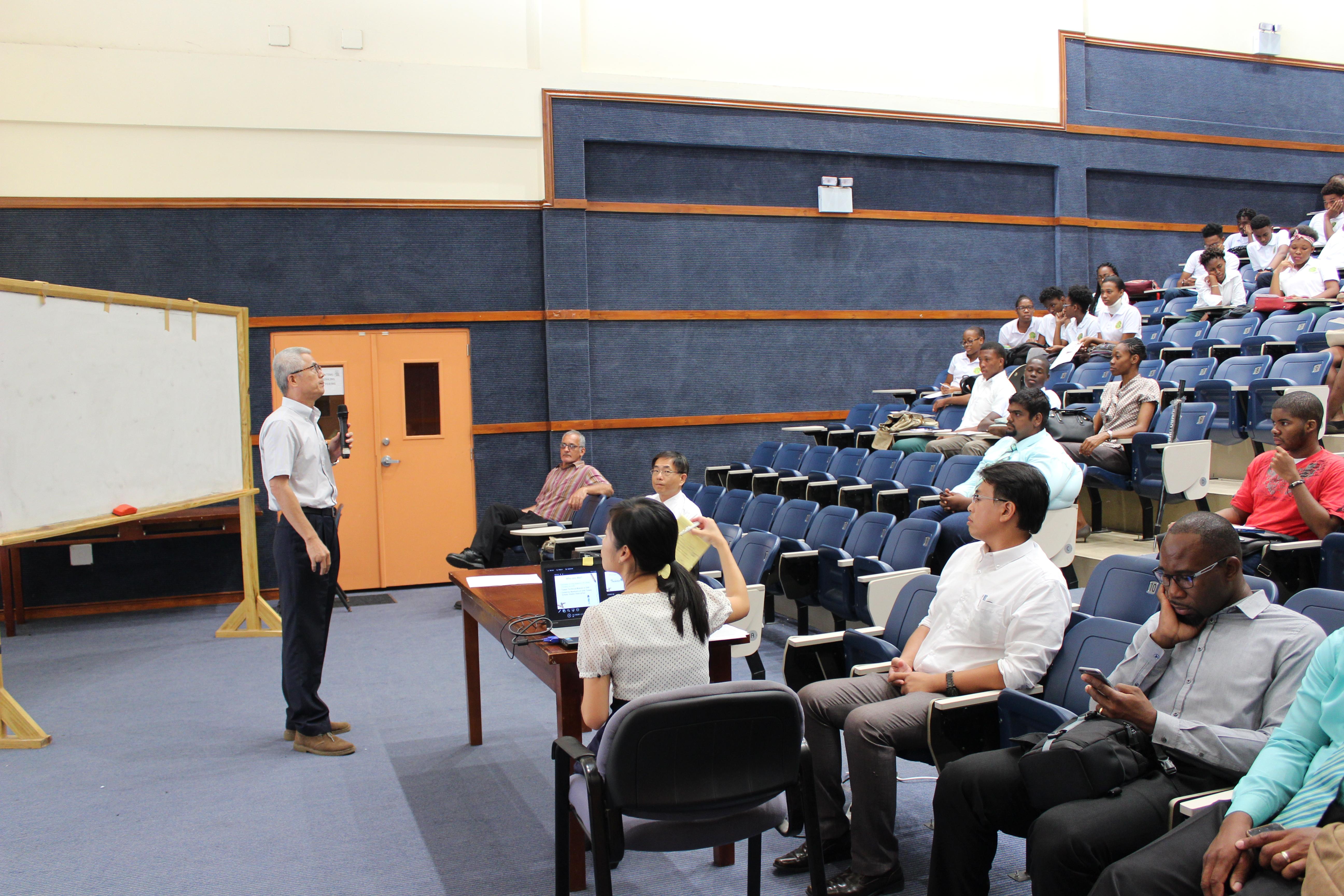Chief Lee from the Taiwan Technical Mission in SVG, briefs on agriculture project and related degree programmes.