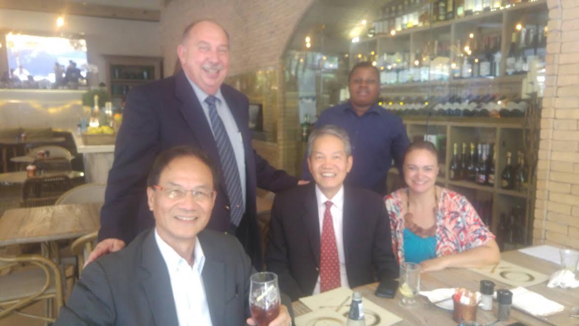 (From left: front) Acting Representative, Shih, Director of Information and Culture, Mr. Hsu and Mrs. Spalovsky. (from left: back) Mr. Louis Nel and Mr. Mtwa from USSA