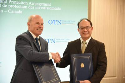 Taiwan signe un accord de promotion et de protection des investissements étrangers avec le Canada