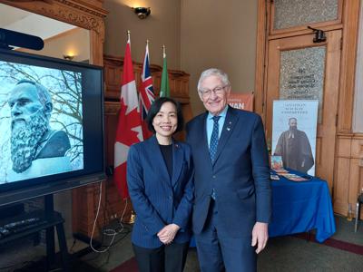 DG Chen attends the reception on the 180th anniversary of George Leslie Mackay's birth on March 21