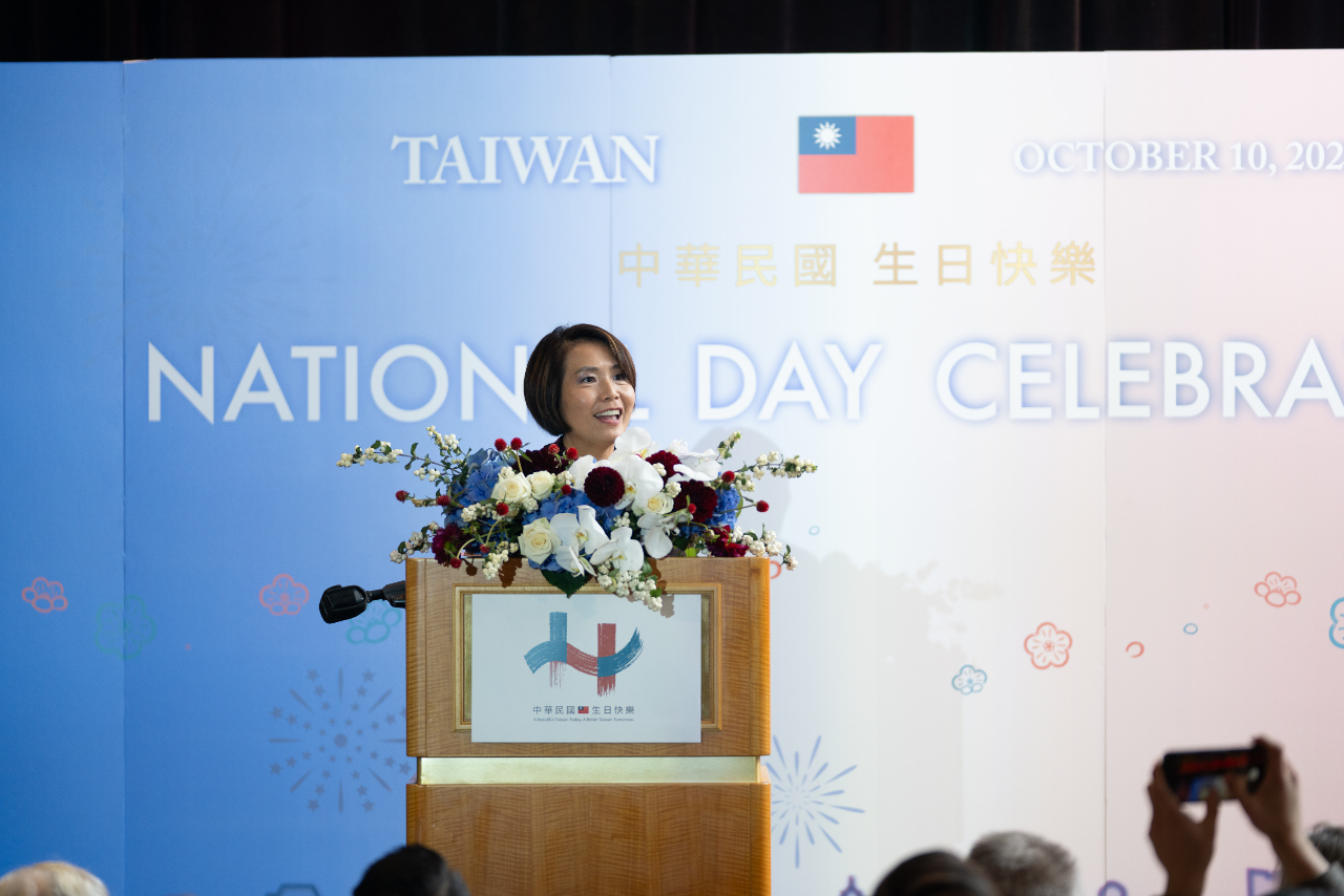 Director General Angel Liu delivers her remarks at the 114th National Day Reception