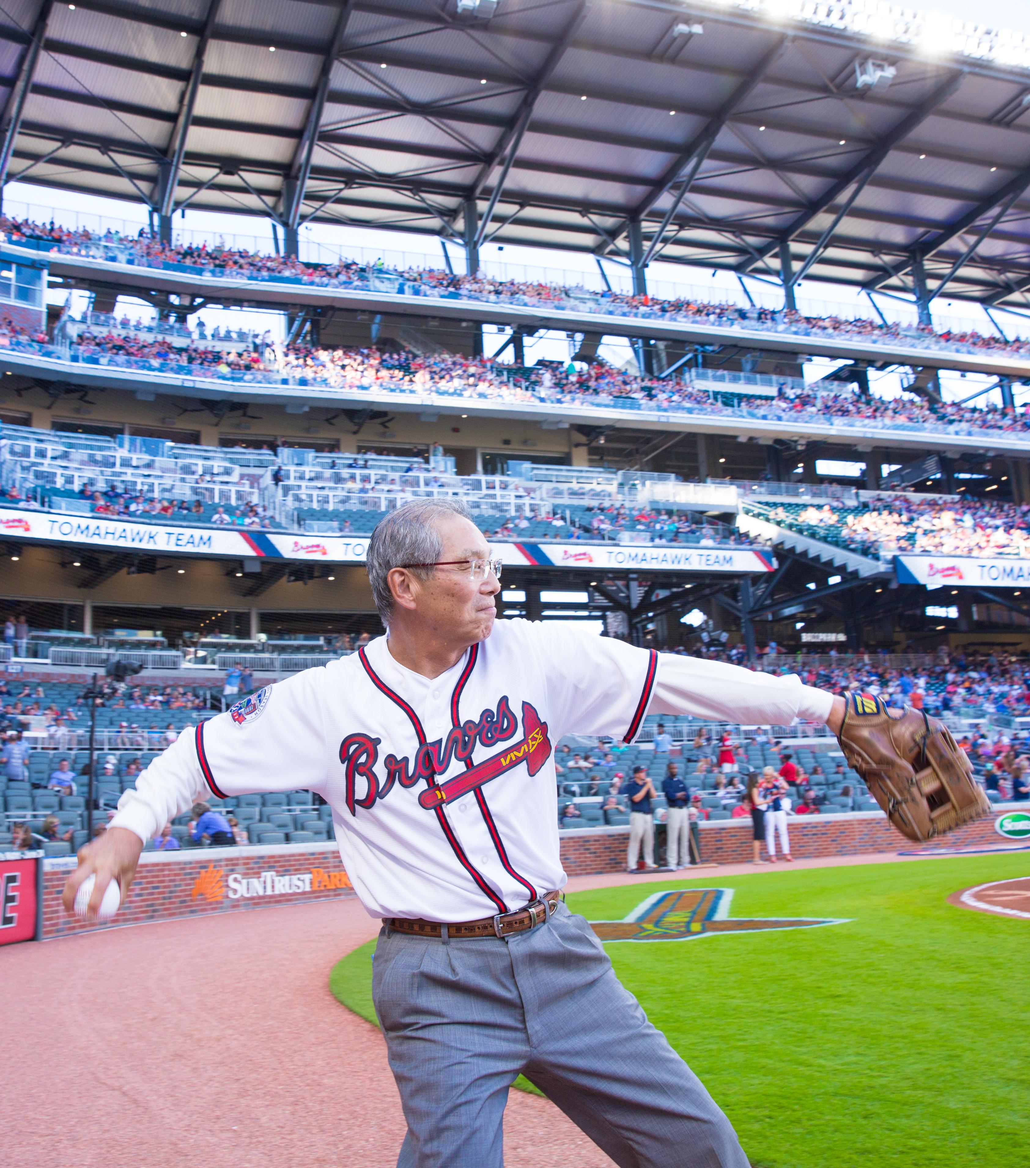 Representative Stanley Kao threw out the first pitch at SunTrust Park in Atlanta at a game between the Braves and Miami Marlins on June 16, 2017.