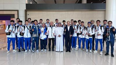 我中華手球代表團來巴林王國參加第21屆亞洲男子手球錦標賽