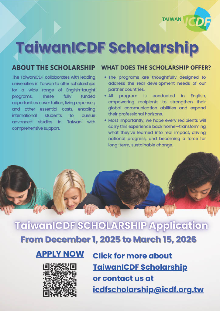 2026 TaiwanICDF International Higher Education Scholarship Program