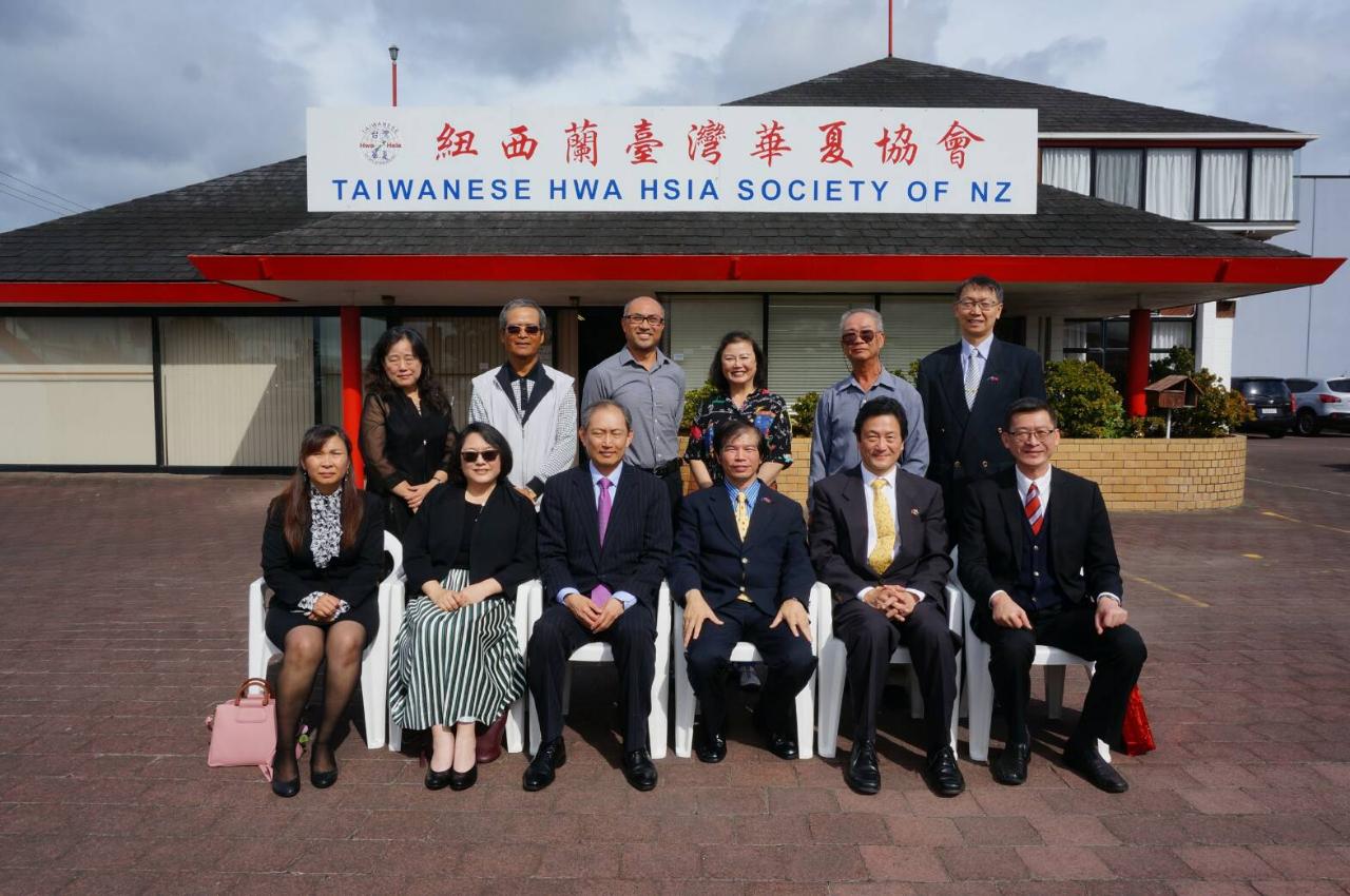 駐奧克蘭臺北經濟文化辦事處處長周中興陪同駐紐西蘭臺北經濟文化代表處代表陳克明伉儷參訪紐西蘭臺灣華夏協會