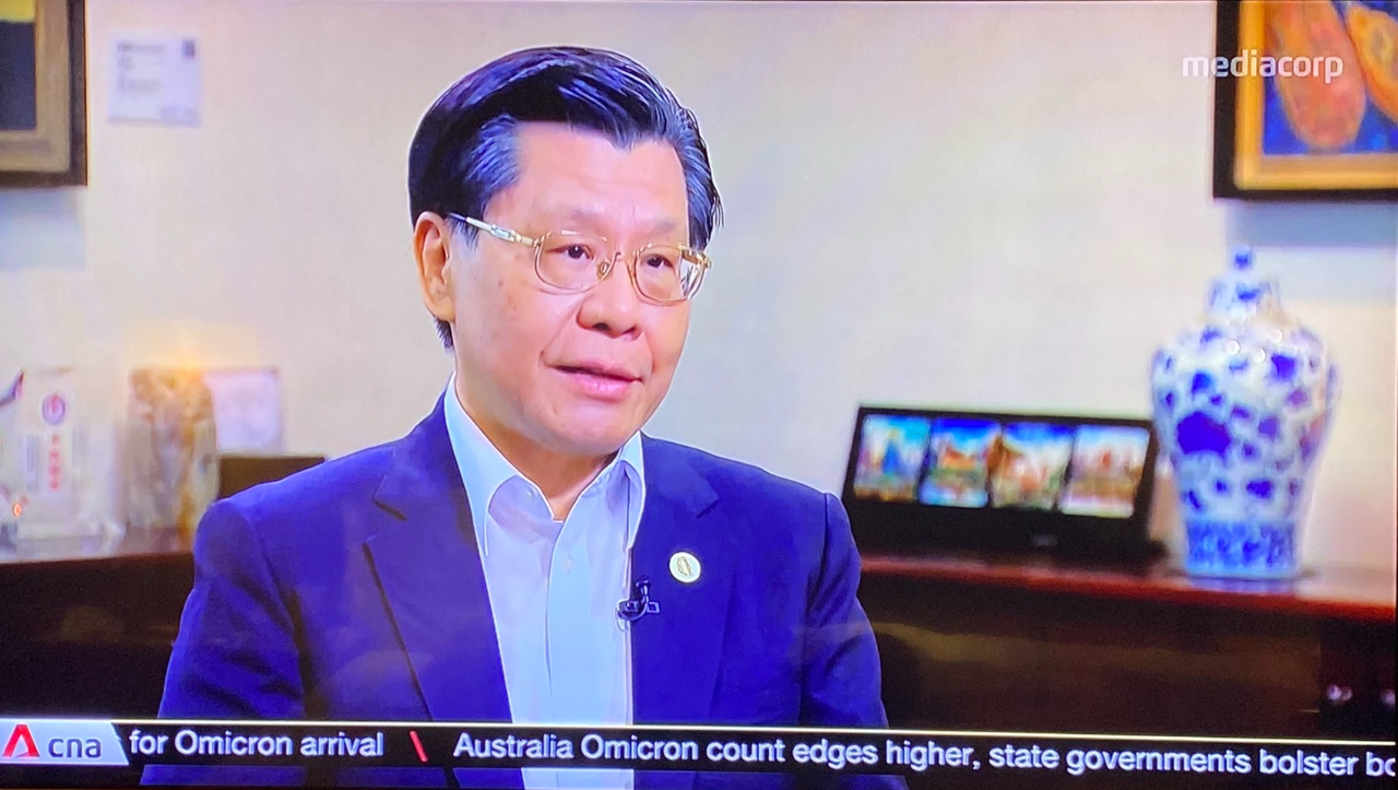 梁國新大使接受新加坡「亞洲新聞台」（CNA）訪問，呼籲各國重視台海情勢。(110/12/03)